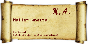 Maller Anetta névjegykártya